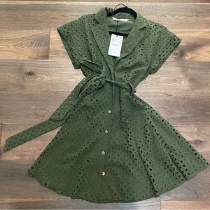 Zara green eyelet dress